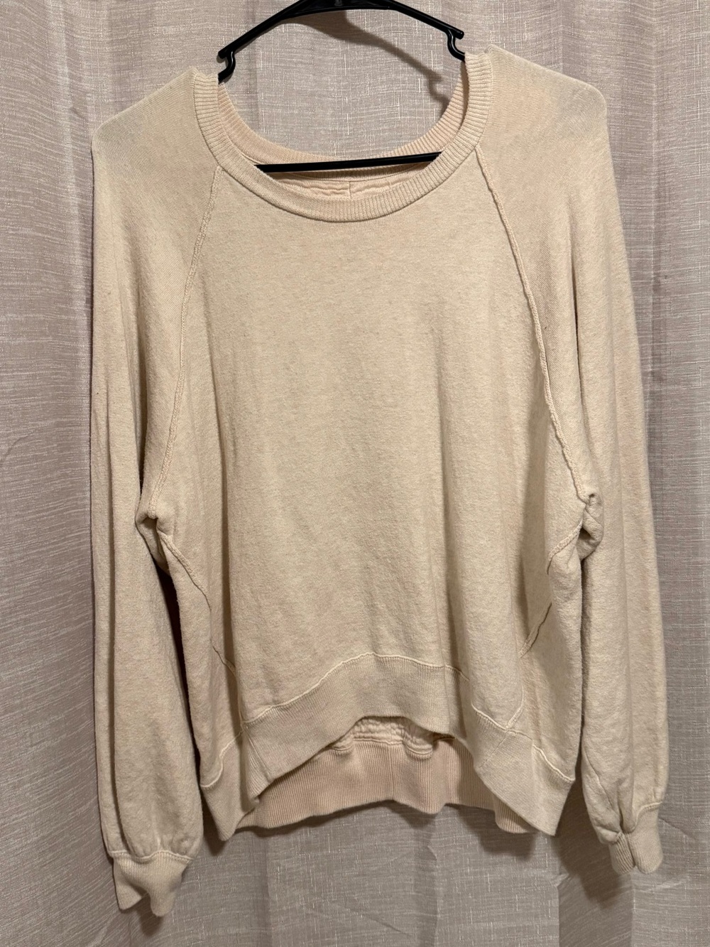 aerie Cream Scoopneck Lightweight Raglan Pullover